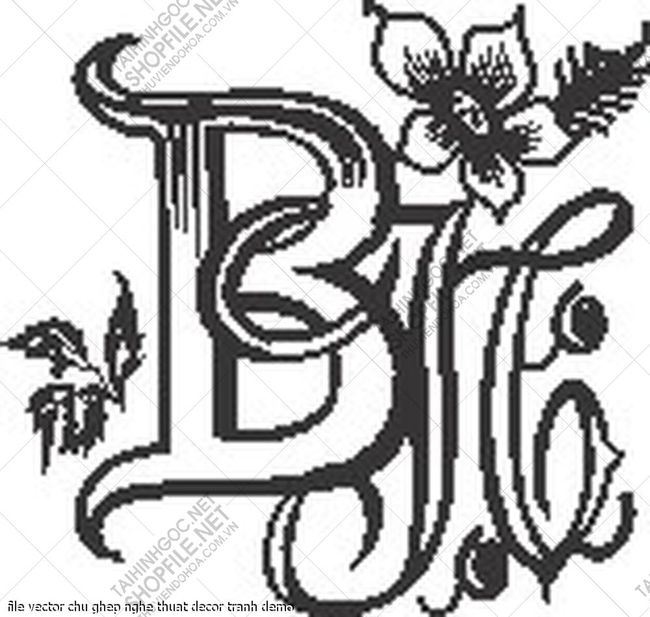 file vector chu ghep nghe thuat decor tranh 